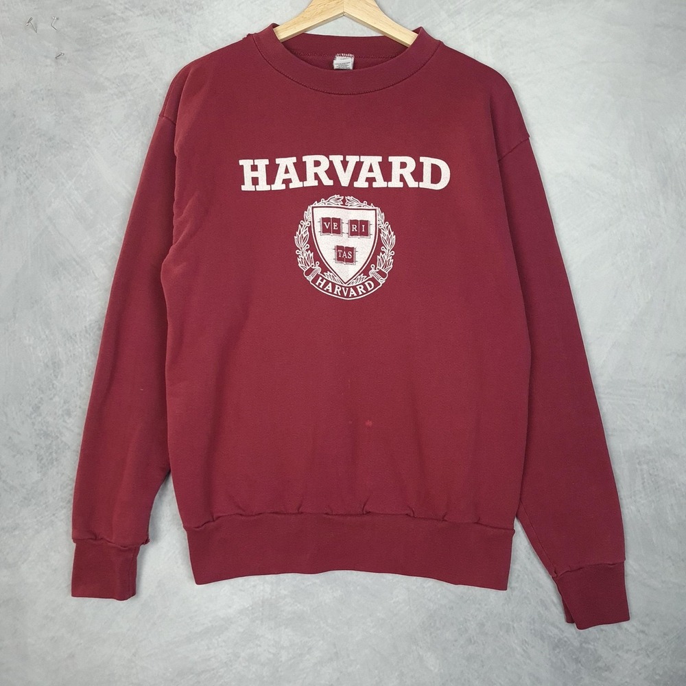 Vintage Harvard Crimson Sweatshirt Mens Large Red NCAA College 90s USA Made